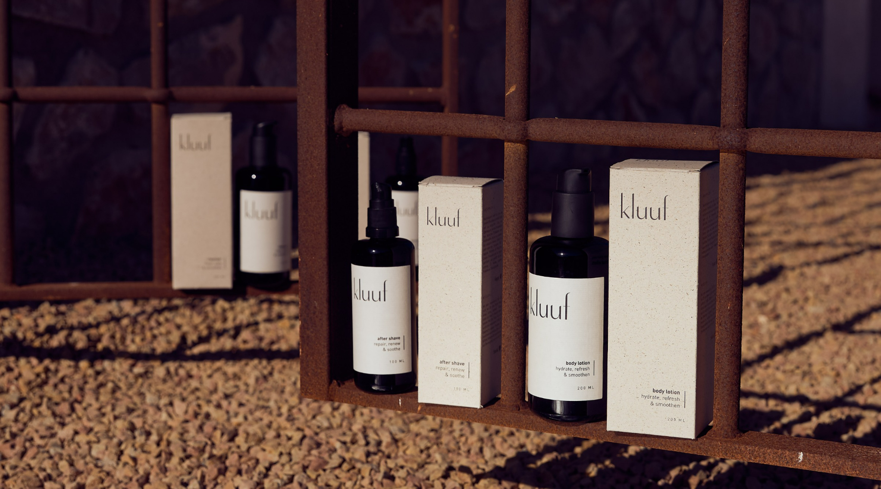 kluuf's entire vegan and sustainable skincare product collection for men